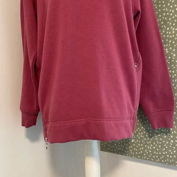 Athleta Dusty Rose Cozy Karma Side Zip Funnel Neck Sweatshirt Size Medium - Picture 3 of 9